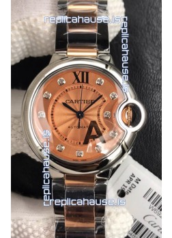 Ballon De Cartier Swiss Quartz 1:1 Mirror Quality 28MM in Two Tone Rose Gold Strap