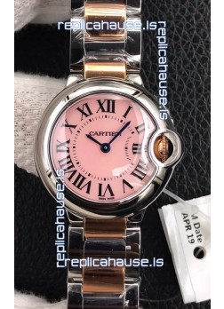Ballon De Cartier Swiss Quartz 1:1 Mirror Quality 28MM in Two Tone Rose Gold Strap