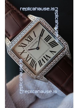 Cartier Santos Dumont 1:1 Swiss Replica Watch in Quartz Movement - Diamonds Bezel 