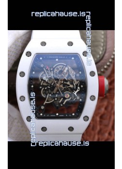 Richard Mille RM055 Ceramic Casing 1:1 Mirror Replica Watch in White Strap 