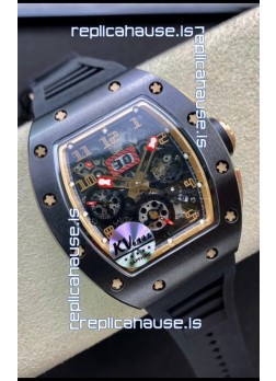 Richard Mille RM011 Felipe Massa 1:1 Mirror Quality One Piece Black Ceramic Rose Gold Watch 