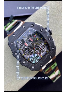 Richard Mille RM011 Felipe Massa 1:1 Mirror Quality One Piece Black Forged Carbon Case Watch