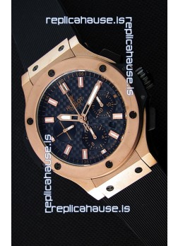 Hublot Big Bang Carbon Dial Pink Gold Case Swiss Replica Watch : 1:1 Mirror Replica 