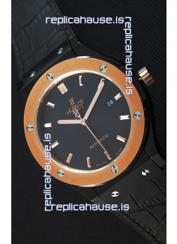 Hublot Classic Fusion Ceramic King Gold Black Dial Swiss Replica Watch - 1:1 Mirror Replica
