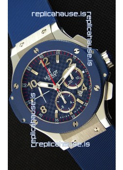 Hublot Big Bang Blue Steel Carbon Dial Swiss Replica Watch 1:1 Mirror Replica