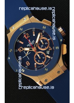 Hublot Big Bang Blue Pink Gold Case Swiss Replica Watch 1:1 Mirror Replica