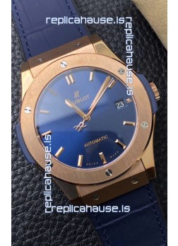 Hublot Classic Fusion 1:1 Mirror Replica Swiss Watch in 904L Steel Casing Blue Dial 42MM
