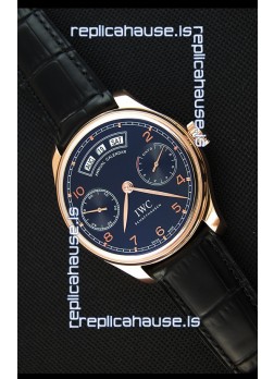 IWC Portugieser Annual Calender Midnight Blue Pink Gold IW503504 1:1 Mirror Replica