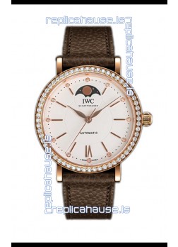 IWC Portofino IW6596 Automatic Moon Phase Rose Gold Casing Watch in White Dial 37MM