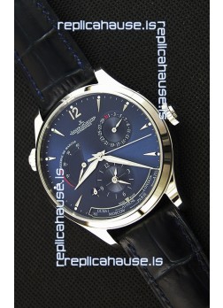 Jaeger LeCoultre Master Geographic Power Reserve Steel Case Steel Blue Dial Swiss Replica Watch 
