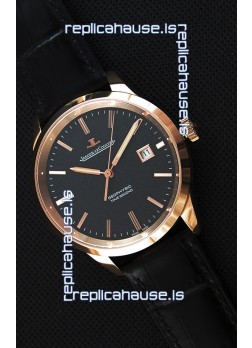 Jaeger LeCoultre Geophysic True Second Pink Gold Swiss Replica Watch Black Dial 