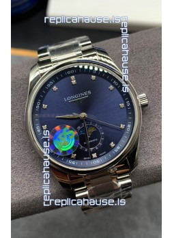 Longines Master Collection Automatic Moonphase Blue Dial Swiss Replica Watch Steel Strap