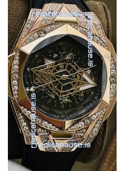 Hublot Big Bang UNICO Sang Bleu II Rose Gold Diamonds 1:1 Mirror Quality Swiss Replica Watch 