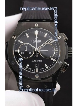 Hublot Classic Fusion Chronograph Ceramic Casing/Bezel Black Dial  1:1 Mirror Replica Watch 
