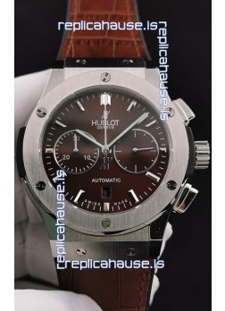 Hublot Classic Fusion Chronograph Stainless Steel Casing Brown Dial 1:1 Mirror Replica Watch 