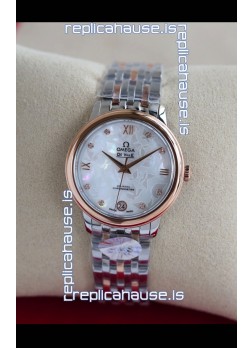 Omega De Ville Edition Swiss Automatic Watch in Two Tone Rose Gold White Dial 
