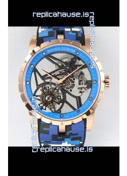 Roger Dubuis Excalibur Spider Flying Tourbillon Skeleton Rose Gold Casing 42MM  1:1 Mirror Swiss Watch