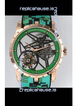Roger Dubuis Excalibur Spider Flying Tourbillon Skeleton Rose Gold Casing 42MM  1:1 Mirror Swiss Watch
