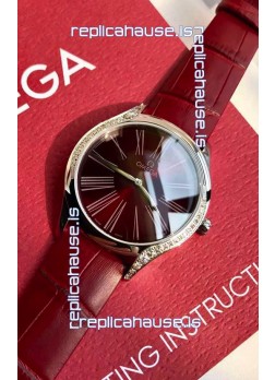 Omega De Ville Tresor Edition Swiss Quartz Watch 36MM Steel Casing Red Dial