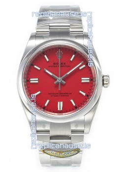 Rolex Oyster Perpetual Super Clone REF#126000 36MM Swiss Movement Swiss Replica Red Dial Swiss Replica