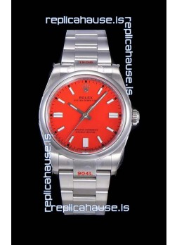 Rolex Oyster Perpetual REF#124300 41MM Cal.3230 Movement Swiss Replica Red Dial 904L Steel 1:1 Mirror Replica Watch