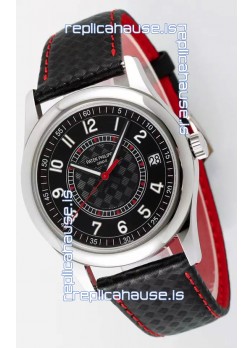 Patek Philippe Calatrava 6007 Black Dial Red Hands 904L Steel Casing 1:1 Mirror Replica Watch