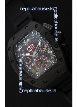 Richard Mille RM011-FM Felipe Massa One Piece Black Forged Carbon Case Watch in Black Strap