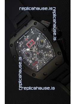 Richard Mille RM011-FM Felipe Massa Black Ceramic Case Watch in Black Strap