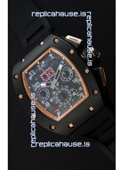 Richard Mille RM011-FM Felipe Massa Black Ceramic Case Watch in Black Strap