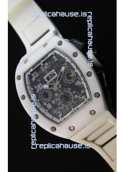 Richard Mille RM011-FM Felipe Massa White Ceramic Case Watch in White Strap