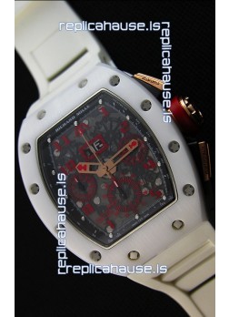 Richard Mille RM011-FM Felipe Massa White Ceramic Case Watch in White Strap
