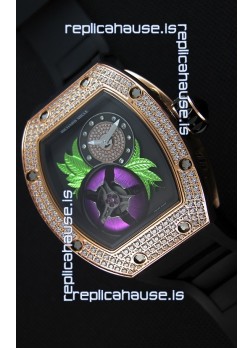 Richard Mille 19-02 Tourbillon Fleur Swiss Replica Watch in Pink Gold 