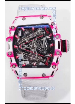 Richard Mille RM38-02 White/Pink Carbon Bubba Watson White Nylon Tourbillon Movement 1:1 Mirror Replica