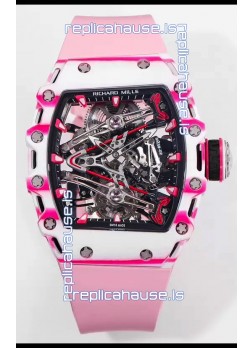 Richard Mille RM38-02 White/Pink Carbon Bubba Watson Pink Rubber Tourbillon Movement 1:1 Mirror Replica