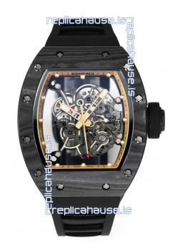 Richard Mille RM055 Black Carbon Casing Black Rubber 1:1 Superclone Genuine Tourbillon Watch 