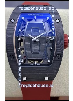Richard Mille RM07 Black Carbon Casing Red Strap 1:1 Superclone Swiss Replica Watch 