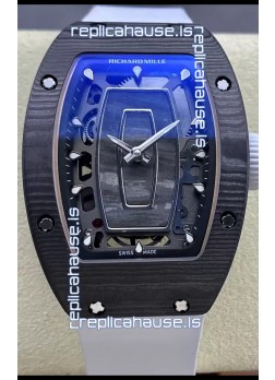 Richard Mille RM07 Black Carbon Casing White Strap 1:1 Superclone Swiss Replica Watch 