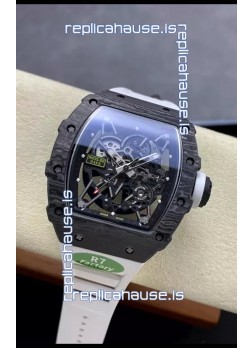 Richard Mille RM35-02 Rafael Nadal Black Carbon White Strap with Genuine Tourbillon Super Clone Watch