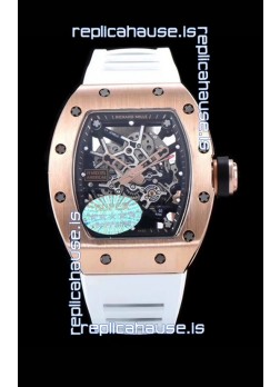 Richard Mille RM035 AMERICAS 18K Rose Gold Replica Watch in White Strap