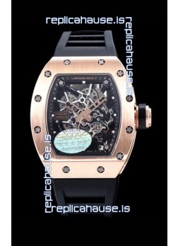 Richard Mille RM035 AMERICAS 18K Rose Gold Replica Watch in Black Strap