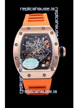 Richard Mille RM035 AMERICAS 18K Rose Gold Replica Watch in Orange Strap