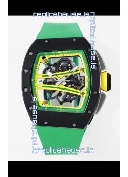 Richard Mille Super Clone RM61-01 Black Ceramic Green Strap Swiss Replica Watch