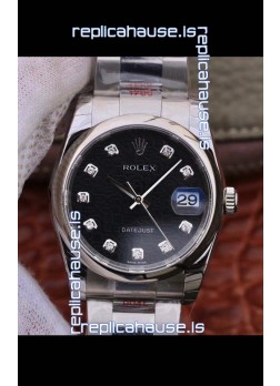 Rolex Datejust 36MM Cal.3135 Movement Swiss Replica Watch in 904L Steel Casing - Black Computer Dial