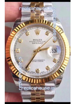 Rolex Datejust 41MM Cal.3135 Movement Swiss Replica Watch in 904L Steel Two Tone Casing Gold Dial