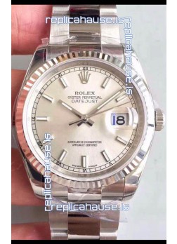 Rolex Datejust 36MM Cal.3135 Movement Swiss Replica Watch in 904L Steel / Steel Dial