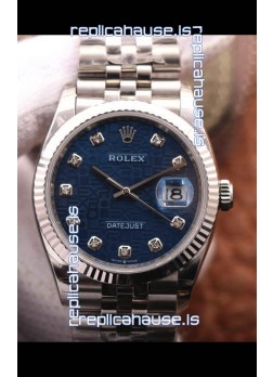 Rolex Datejust 36MM Cal.3135 Movement Swiss Replica Watch in 904L Steel Blue Computer Dial  