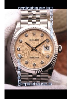 Rolex Datejust 36MM Cal.3135 Movement Swiss Replica Watch in 904L Steel Champange Computer Dial  