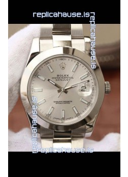 Rolex Datejust 41MM Cal.3135 Movement Swiss Replica Watch in 904L Steel / Steel Dial