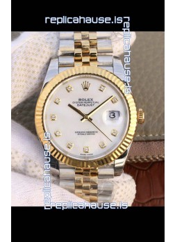 Rolex Datejust 41MM Cal.3135 Movement Swiss Replica Watch in 904L Steel Two Tone Pearl Dial