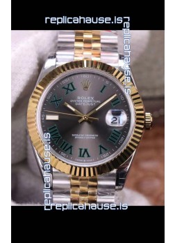 Rolex Datejust 41MM Cal.3135 Movement Swiss Replica Watch in 904L Steel Two Tone Grey Dial 